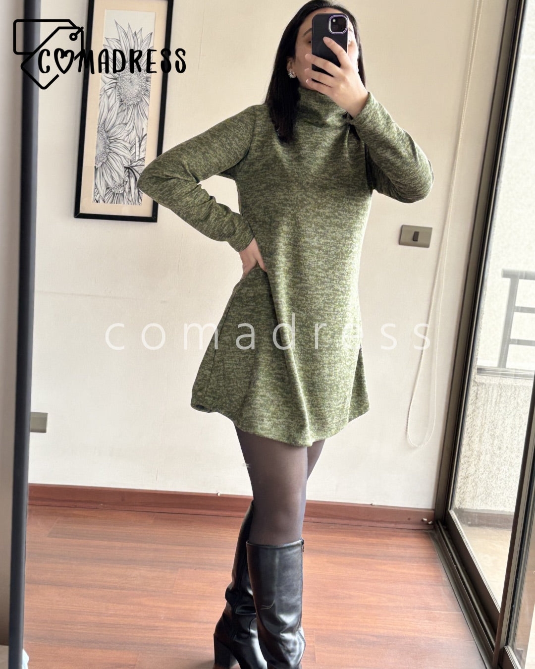 Vestido Lanilla Verde Militar