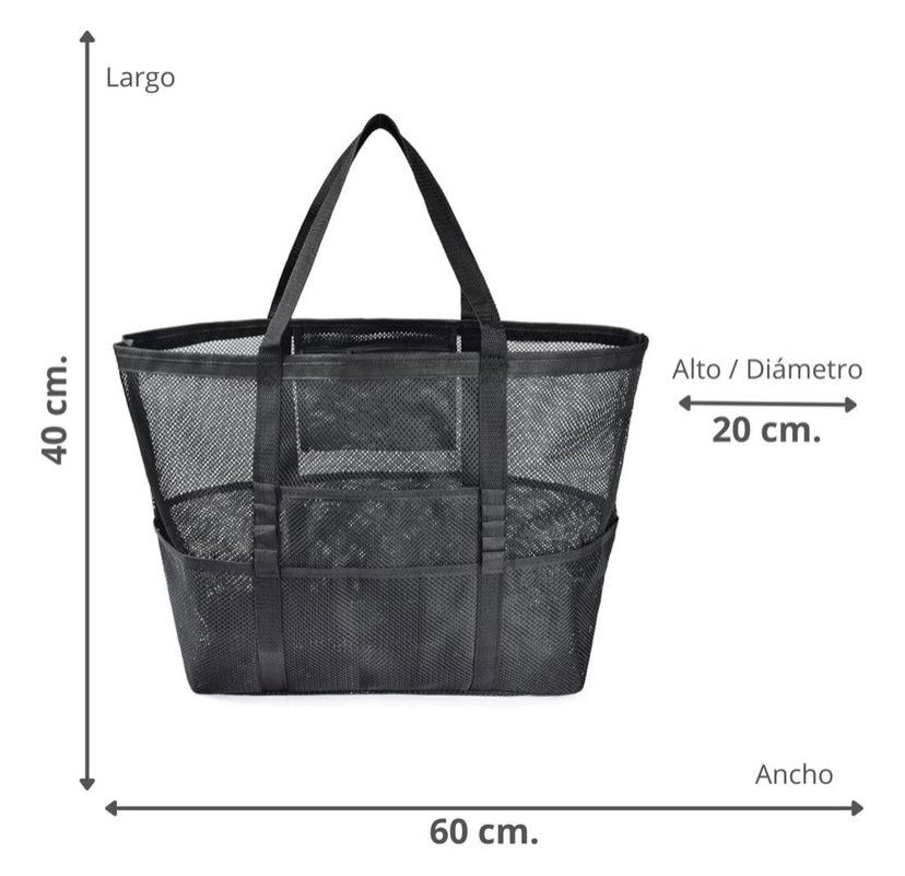 Bolso Playero Malla Negro