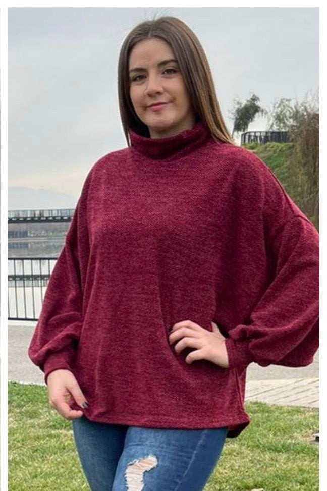 Polera Manga Globo Lanilla