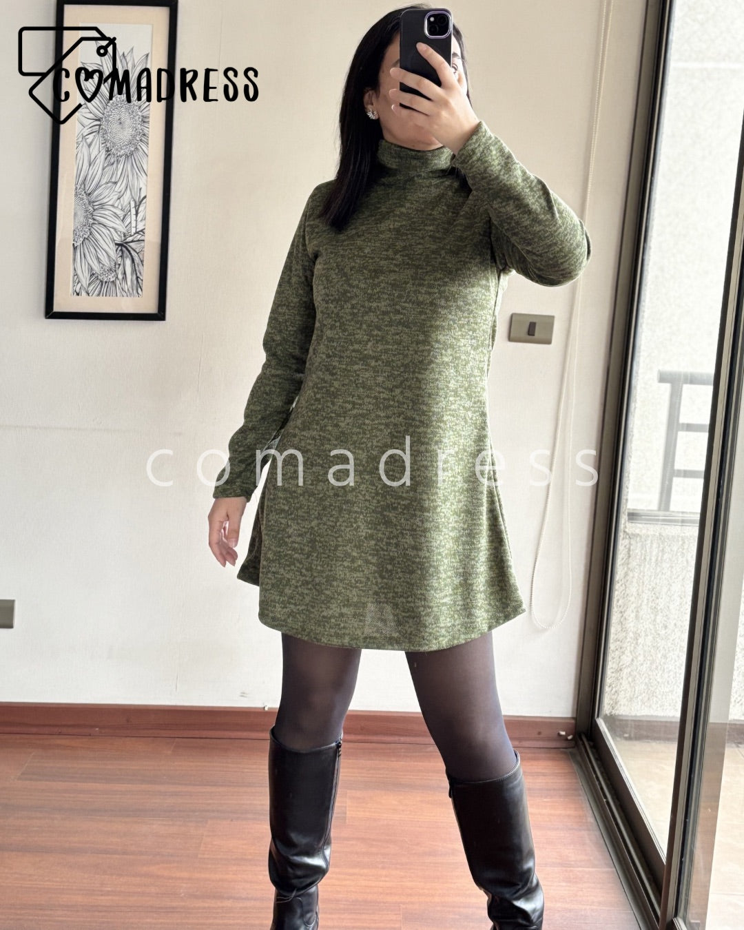 Vestido Lanilla Verde Militar