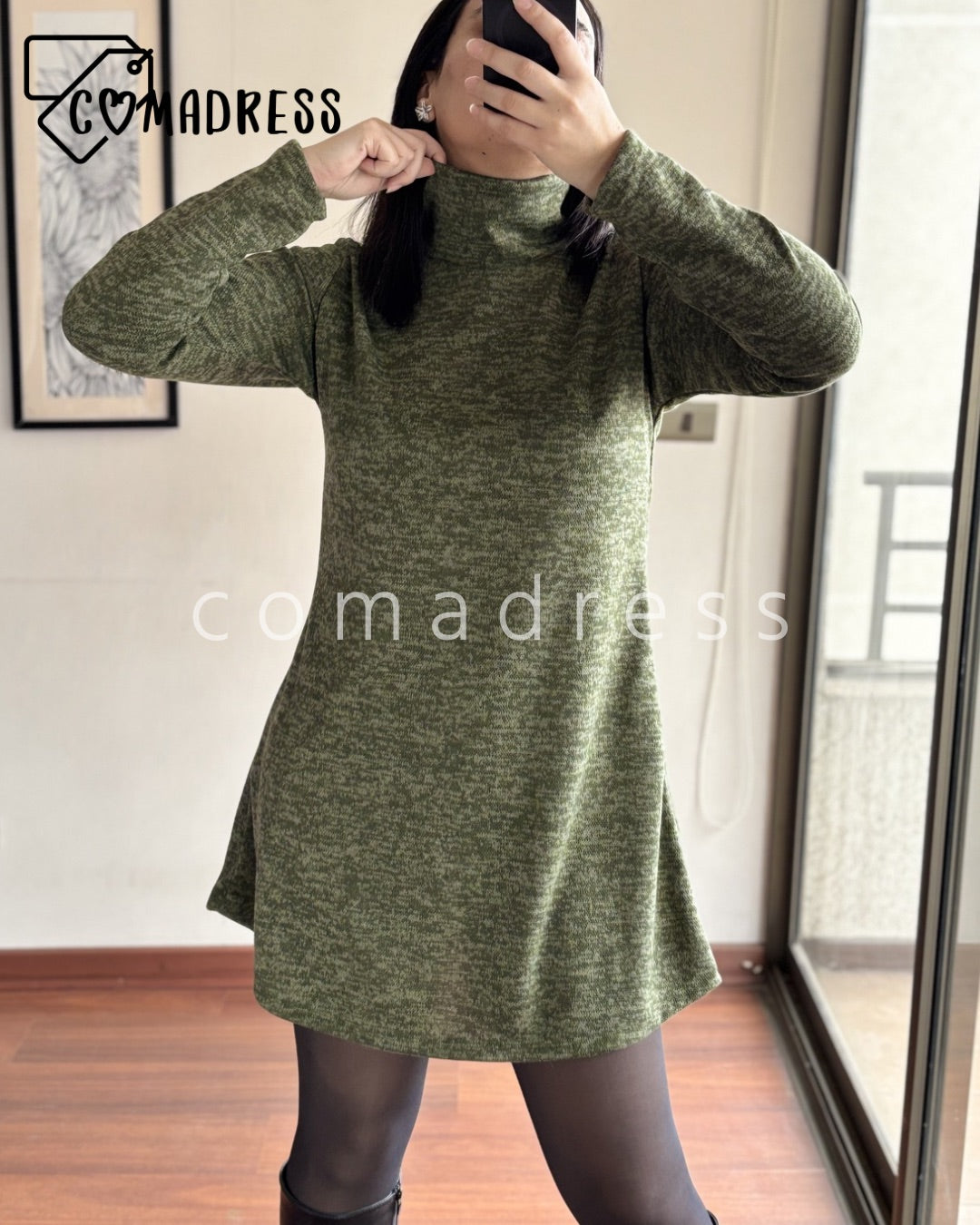 Vestido Lanilla Verde Militar