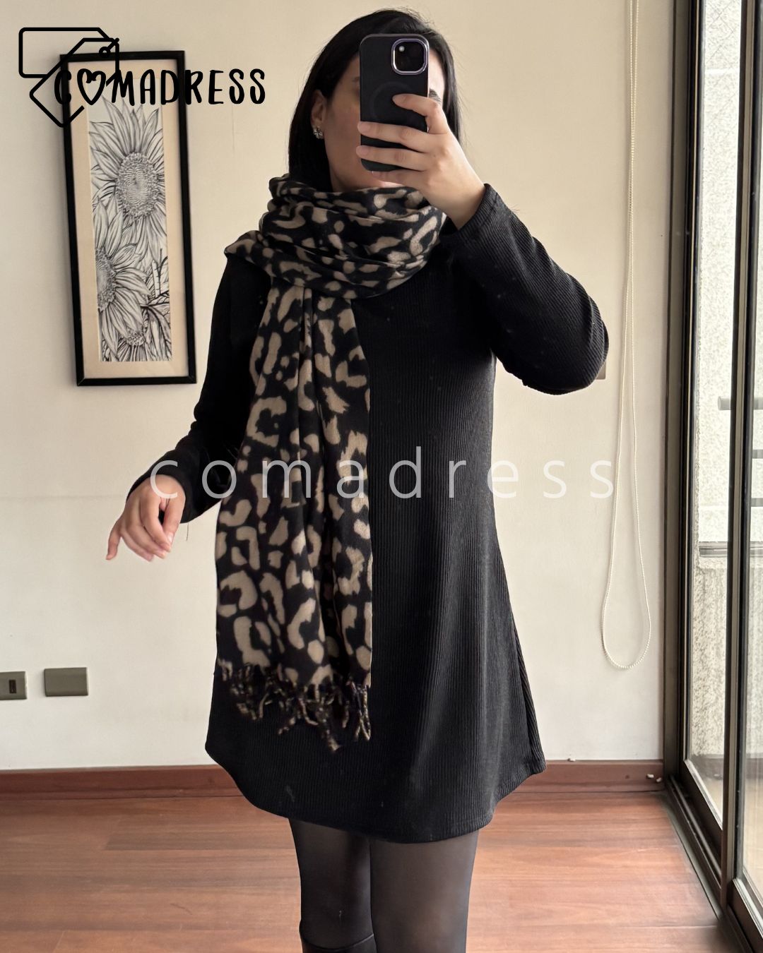 Bufanda Animal Print Negro