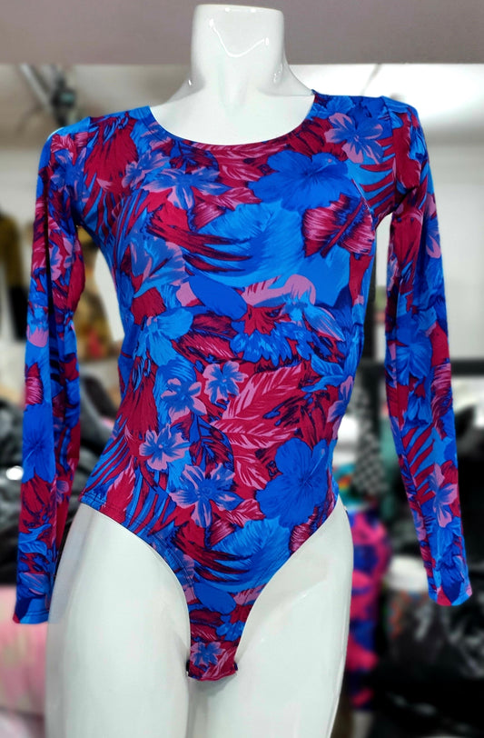 Body Cuello Redondo Tropical Azul