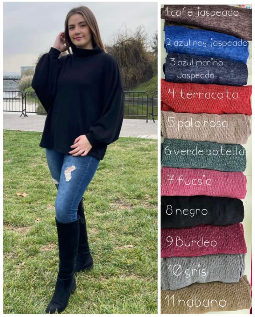 Polera Manga Globo Lanilla